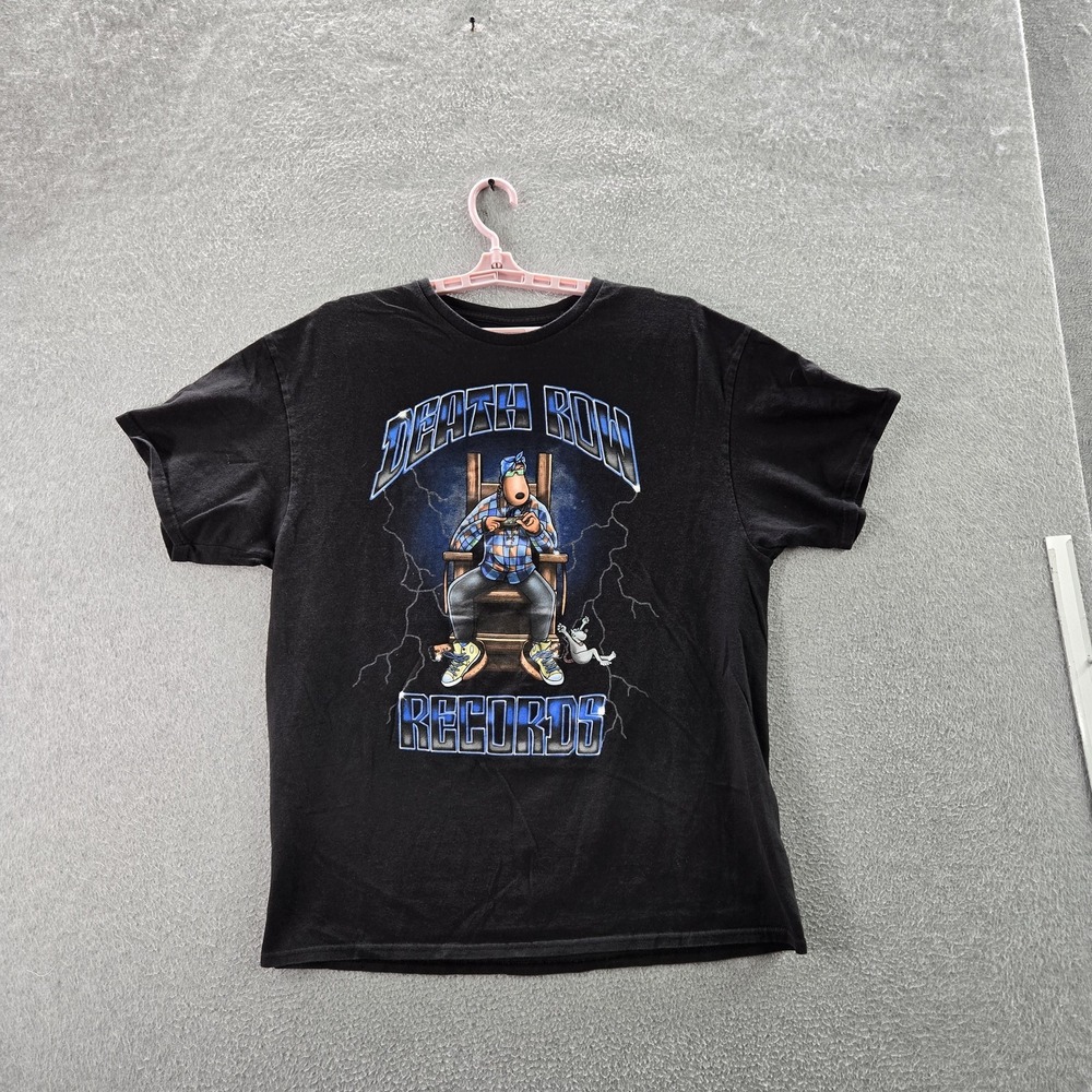 Death Row Records Men Shirt XL Black Graphic Snoop Dogg Short Sleeve Logo‎